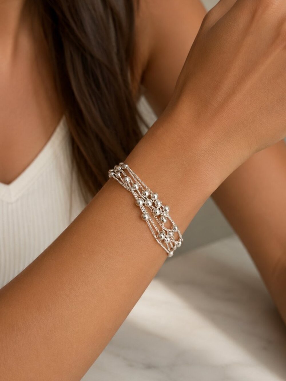 925 Sterling Silver Bead Bracelet 4 MM Ball Bracelet Bead Bracelet - Picture 7 of 7